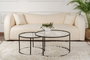 Hanah Home Juego de 2 Mesas de Café de Vidrio Templado Negro Transparentes 80x60 cm